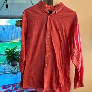 Long sleeve button down Ralph Lauren. Blake 100% cotton fit. Large. Light red.